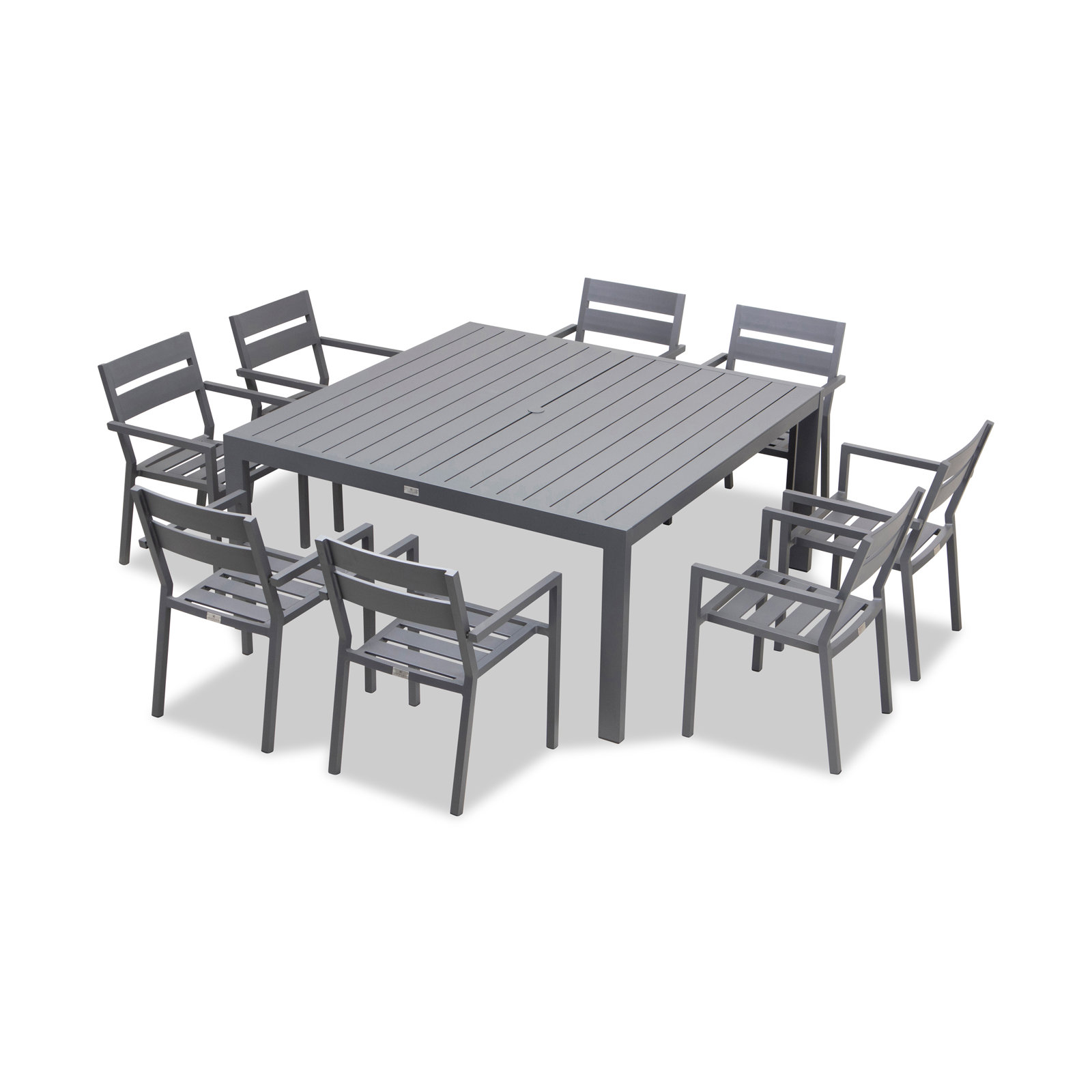 Molina Square 8 - Person Outdoor Dining Set with Sunbrella Cushions, Slate, Canvas Charcoal Sunbrella® Canvas