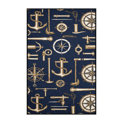 Washable Maritime Tools Nautical Area Rug
