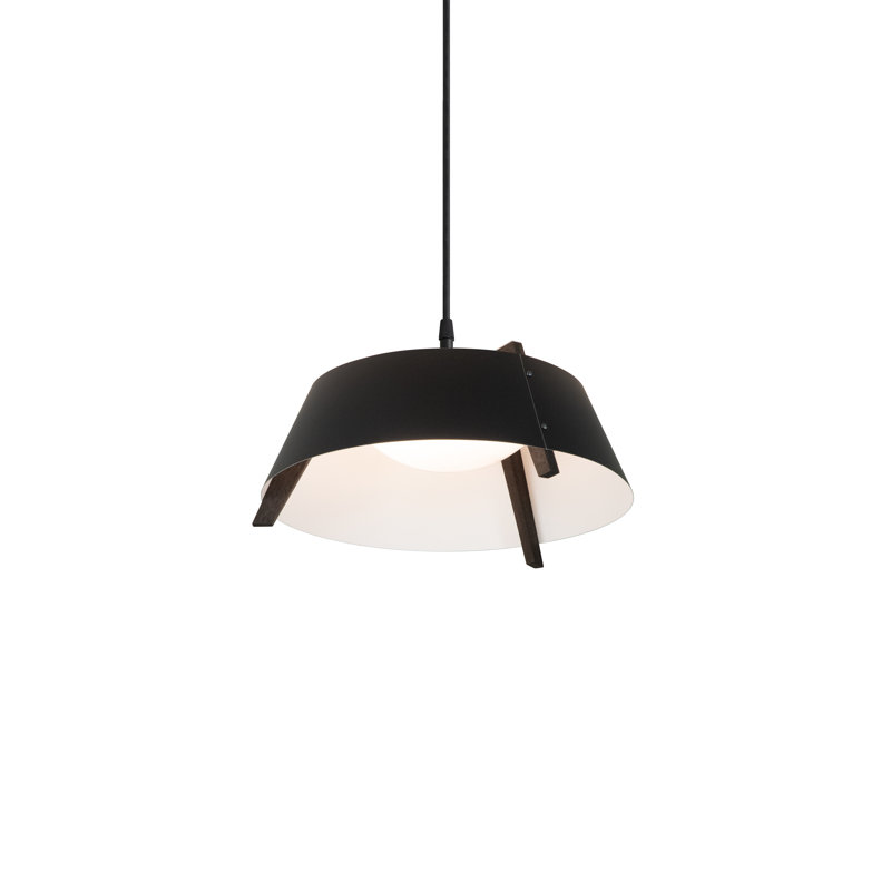 Luminaire suspendu unique à 1 lumière DEL Casia, H 5,5 po x l 14,25 po x P 14,25 po, Noir mat avec intérieur blanc mat