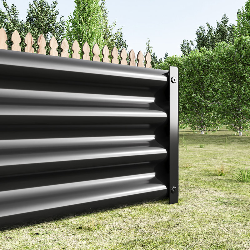 71.88In Long Black Metal Raised Planter For Growing Vegetables, Flowers, And Plants, Outdoor Garden, Rust - Proof, Open Base Soil Drainage L X 34.84In W 11.69In H Garden Bed , Design