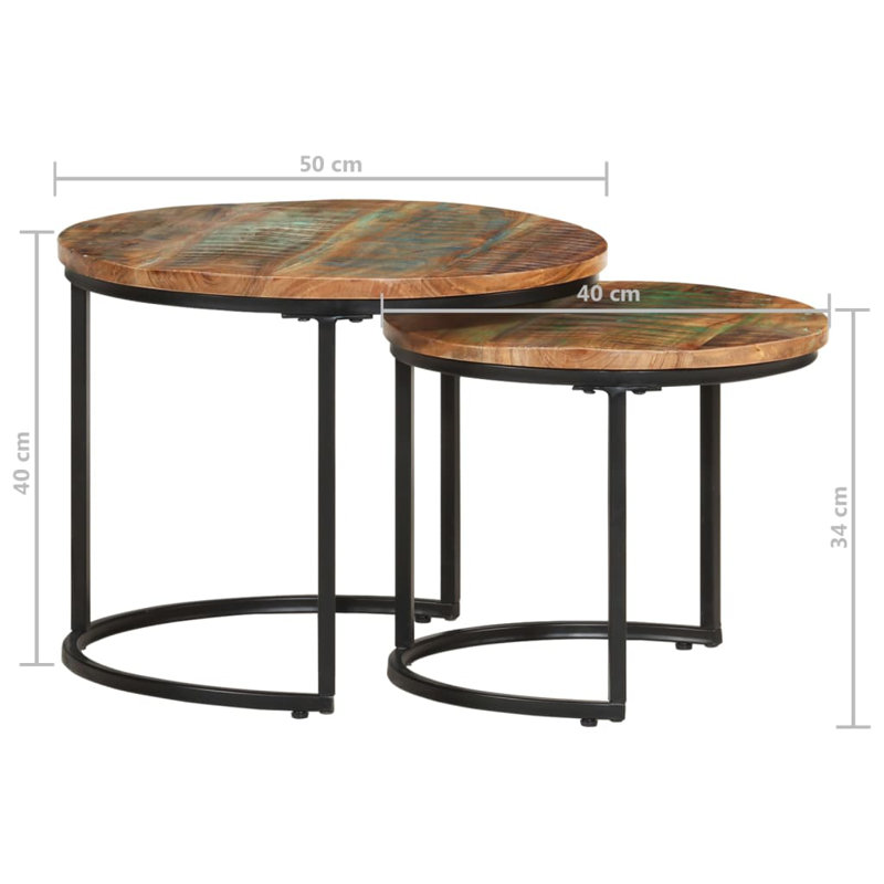 Ivaldo Frame 2 Nesting Tables Coffee Table, Dark Brown/Teal
