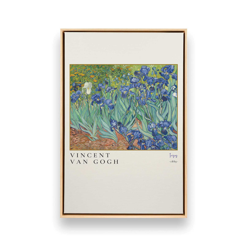 Van Gogh's Irises, reproduction sur toile dans un cadre, Érable américain, H 48,75 po x l 32,75 po