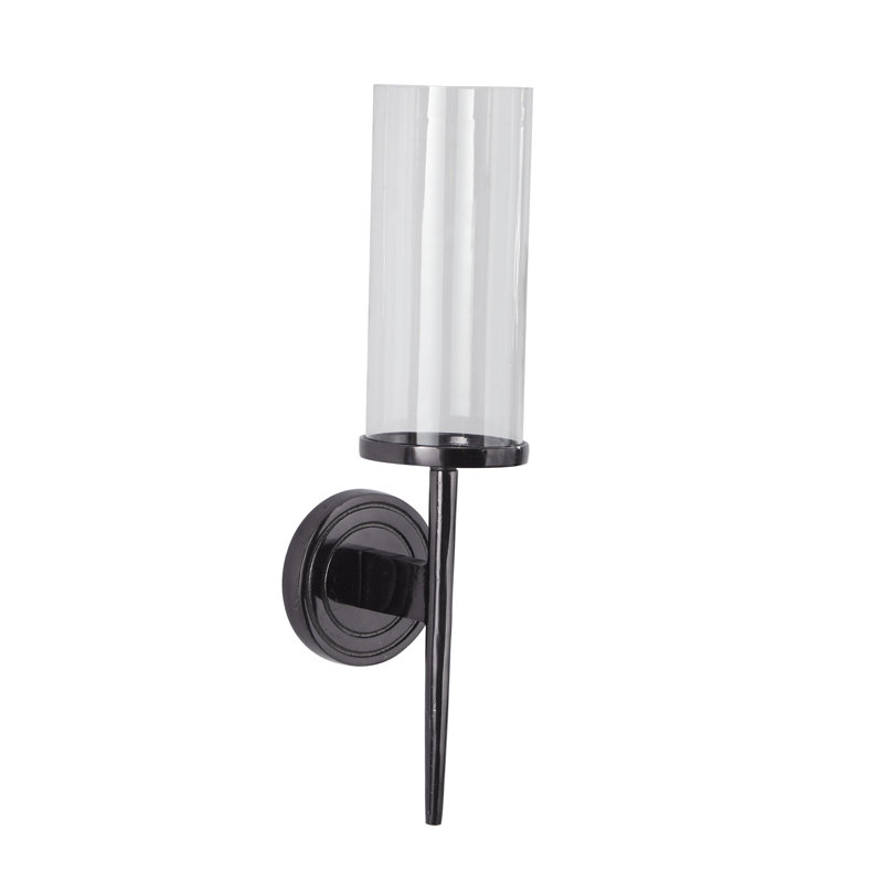 Applique murale en aluminium et métal avec support en verre, Noir