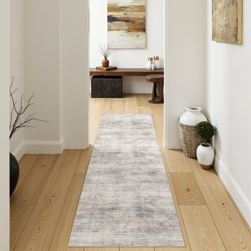 Asher Modern Abstract Machine Washable Area Rug With Non-Slip Backing, Runner 2' x 8'