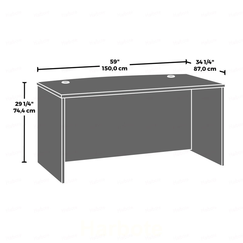 Bowfront Executive Desk 60", Red finish