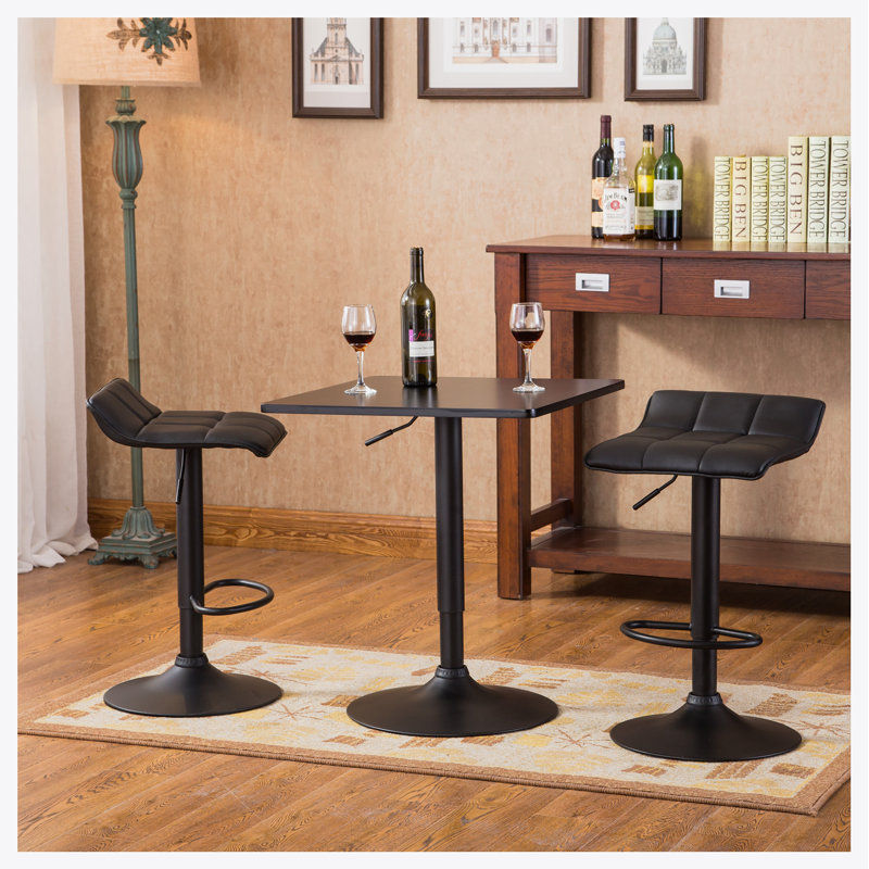 Bar Table And 2 Swivel Adjustable Bar Stool Bar Sets,Square Table Top,dining table set,dining room set