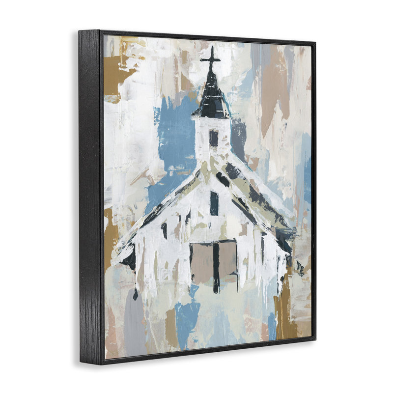 Motif abstrait de maison de campagne patinée, Giclée encadrée noir minuit, H 11 po x l 14 po