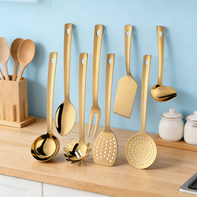Ensemble d'ustensiles de cuisine en acier inoxydable 8 pièces Professional