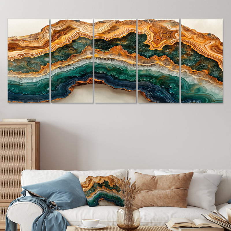 Olisa - Agate Wall Art - ensemble de décoration murale traditionnelle, H 32 po x l 80 po, 5