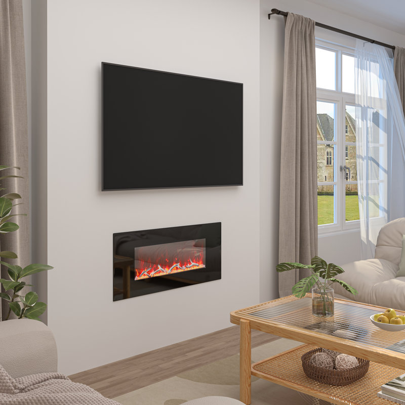 Wall-Mounted Electric Fireplace, 17.72" H x 42" W x 5.4" D
