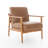 Wythe Mid Century Modern Genuine Leather Solid Wood Armchair-126018243