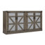 Buffet rustique en faux rotin, buffet de style rustique avec porte de grange, armoire de rangement à quatre portes-1968828866
