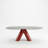 70.5" Modern Oval Marble Dining Table with Geometric Stainless Steel Pedestal Base