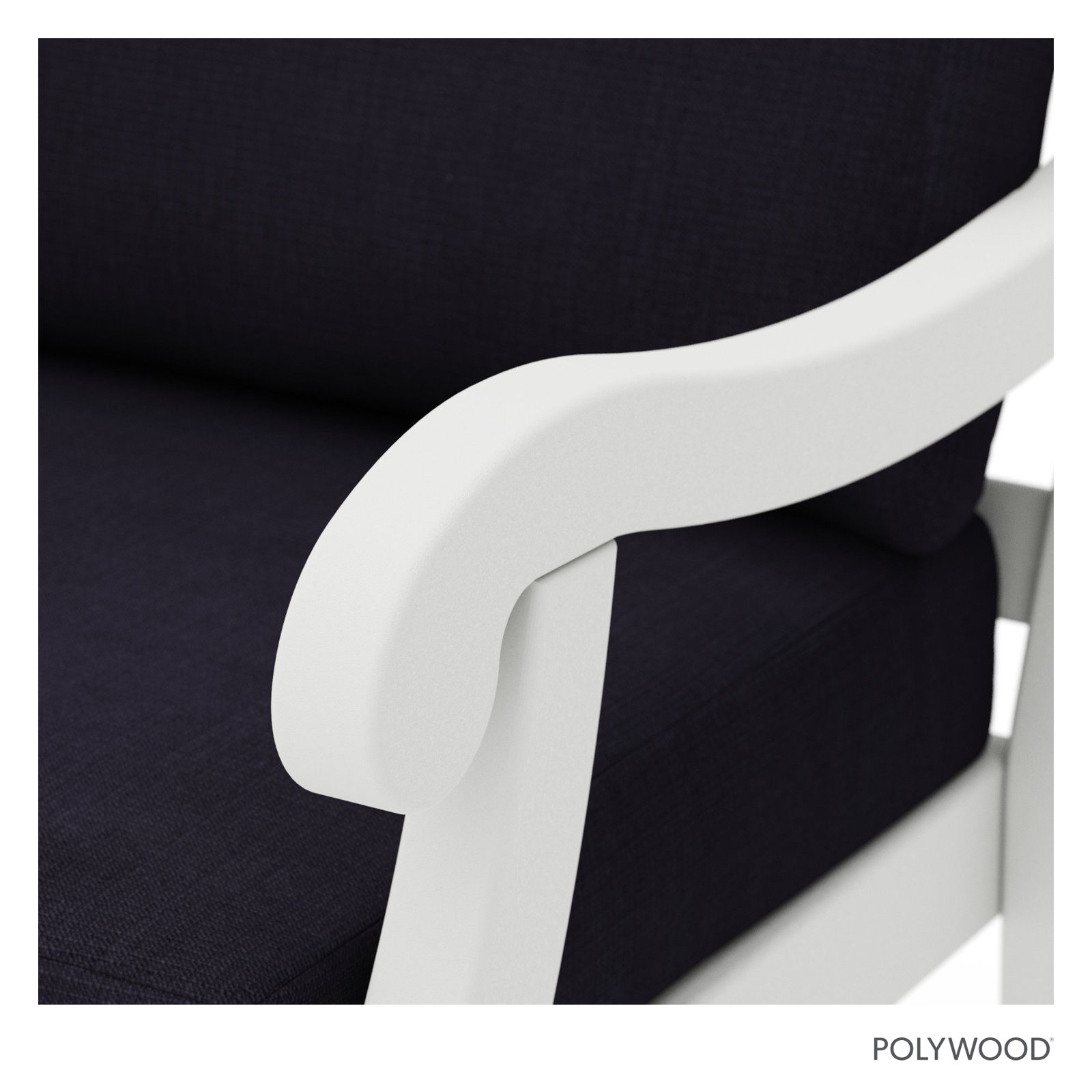 POLYWOOD® Verlyn 72" Patio Sofa, Navy Linen Cushion/White Frame