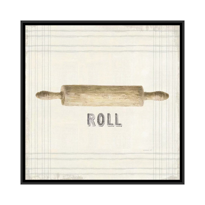Floursack Kitchen Sign II Neutral Sq par Danhui Nai - impression d'art graphique, Toile avec cadre noir, Pas de tapis