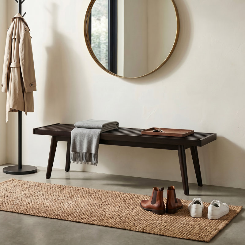 Banc en bois Cailob, 17.55" H x 56.35" W x 16.55" D, Espresso