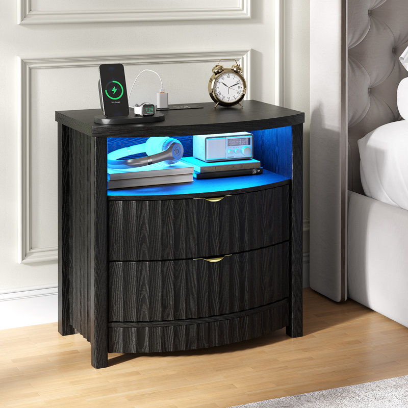 60cm W Bedside Table, Black
