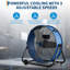 Ventilateur de plancher à tambour industriel haute vitesse de 24 pouces, circulateur d'air en métal robuste, 3 vitesses, inclinaison réglable à 360 °, portable avec poignée et roulettes, refroidissement puissant pour le garage, l'atelier, l'entrepôt - bleu