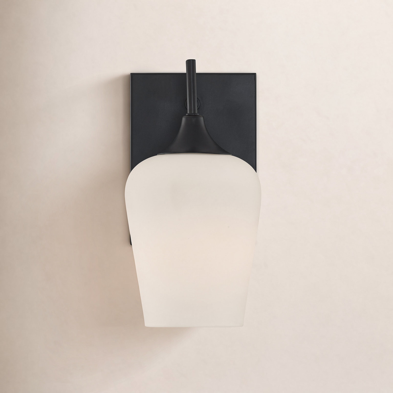 Breena Single Light Dimmable Armed Sconce, Matte Black, White