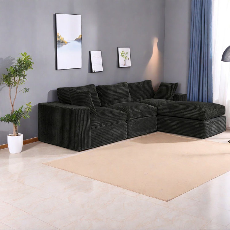 Deep Seat Sectionals, Chenille 108 In Modern Modular Home Sofa