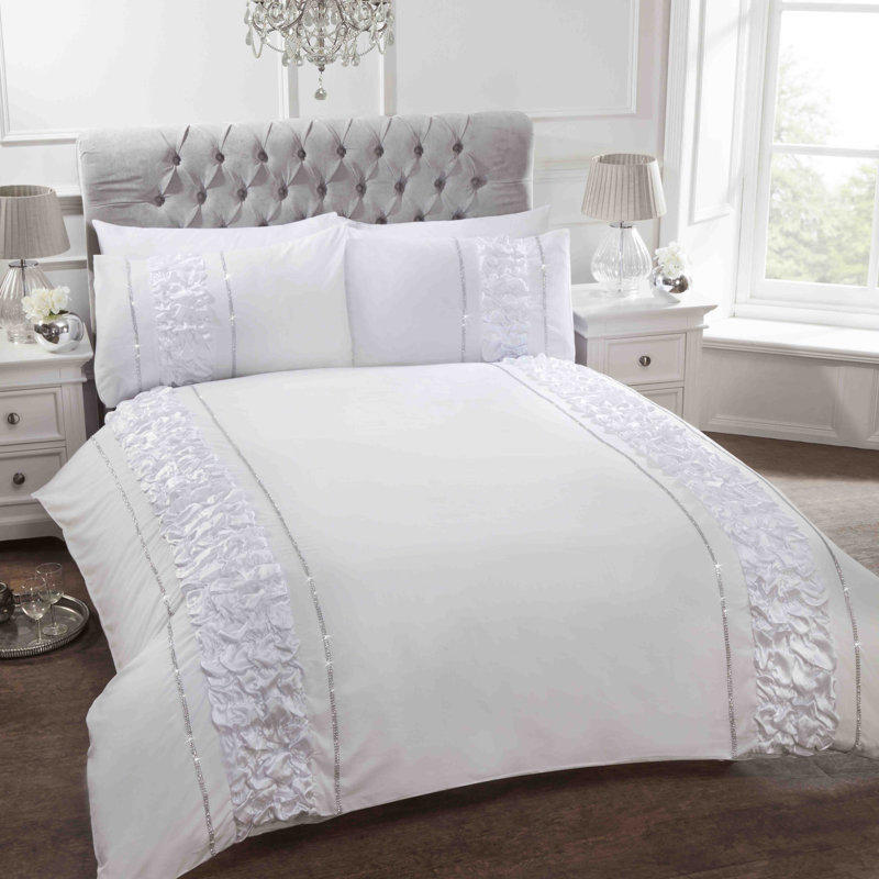 Gatlin Solid Colour Duvet Cover Set with Pillowcases, Single Duvet Cover + 1 Standard Pillowcase, White