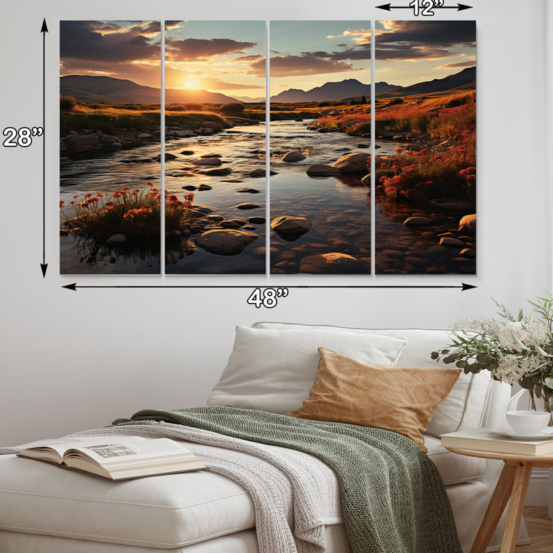 «Brown Montana Landscape» sur toile, reproduction de 4 pièces