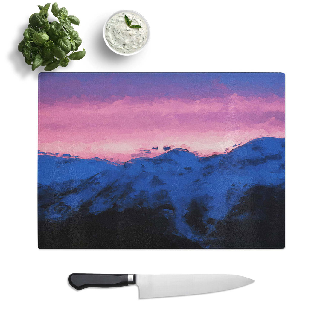 Glass Mountain Sunset in Sion Switzerland in Abstract Chopping Board