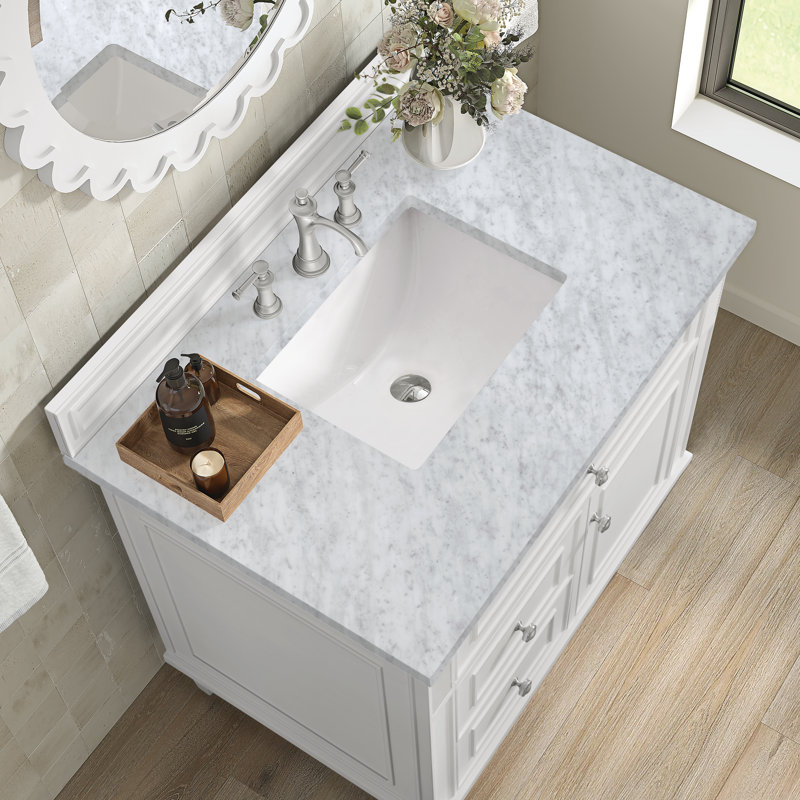 Lorelai 36'' W Single Vanity, Carrara White, Bright White, 8" Widespread