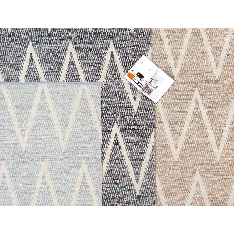 Contemporary Chevron Hand-Woven Cotton Rug, 5' x 8', Gray