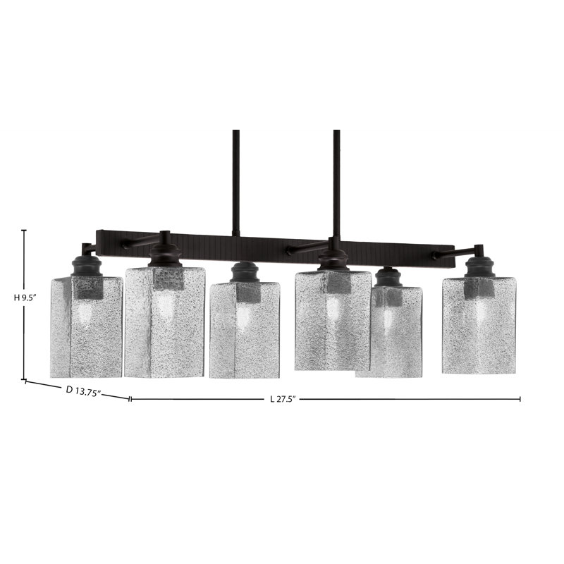 Edge 6 Light Bar Shown With Square Bubble Glass, Espresso, Smoke, 9.5" H x 27.5" W x 13.75" D