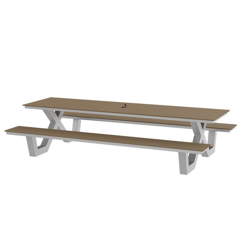 Table de pique-nique rectangulaire 10 personnes Vienna, Noir, P 120 po x l 73 po x H 29 po