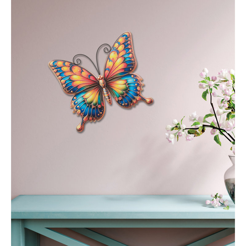 Décoration murale papillon en verre et métal 12 po Garden Vibe, Petit, Sunrise