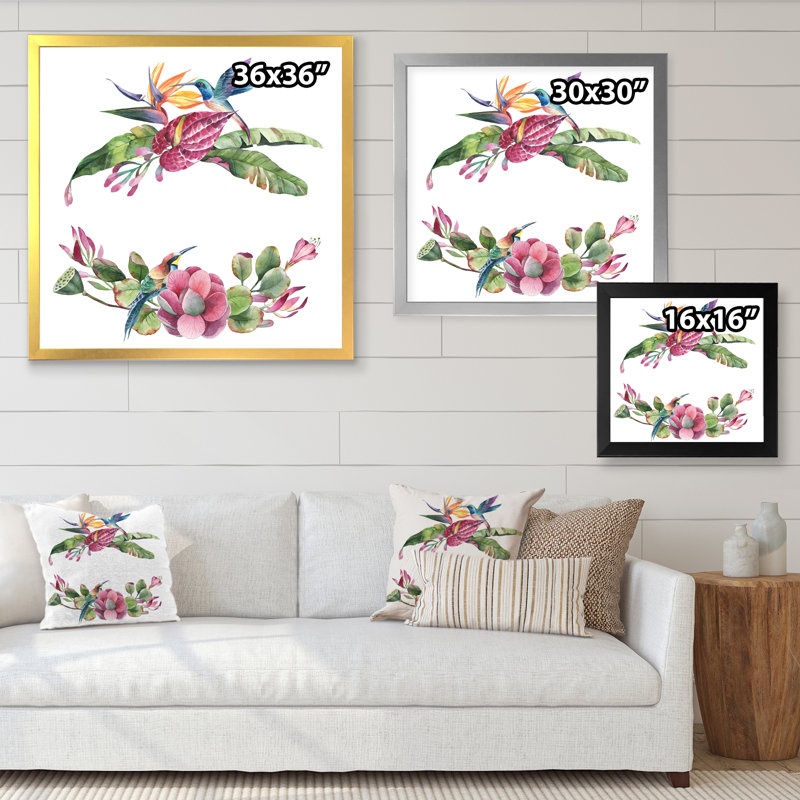 «Spring Bouquet with Pink Flowers III», reproduction d'art sur toile tropicale, Or, H 16 po x l 16 po x P 1 po