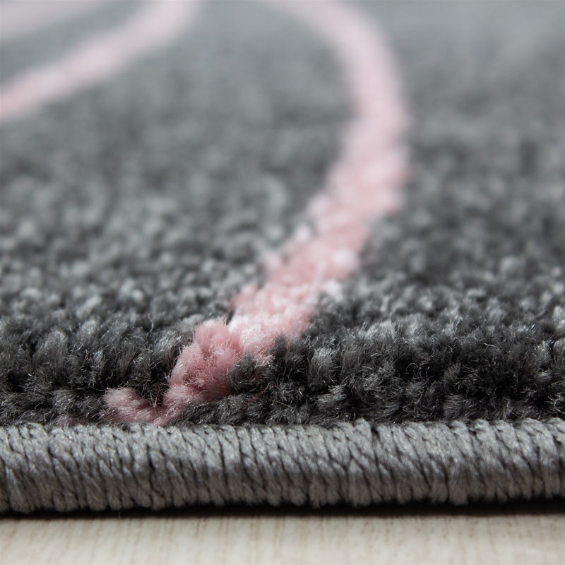 Hooked Pink/Grey Rug, Round 160cm