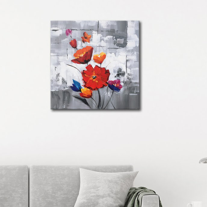 « fleurs ii », reproduction de peinture à l’huile sur toile tendue