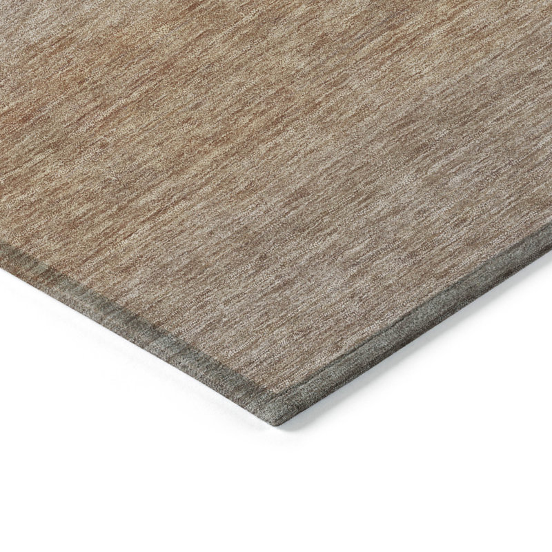 Machine Washable Beige Ombre Striped Synthetic Rug
