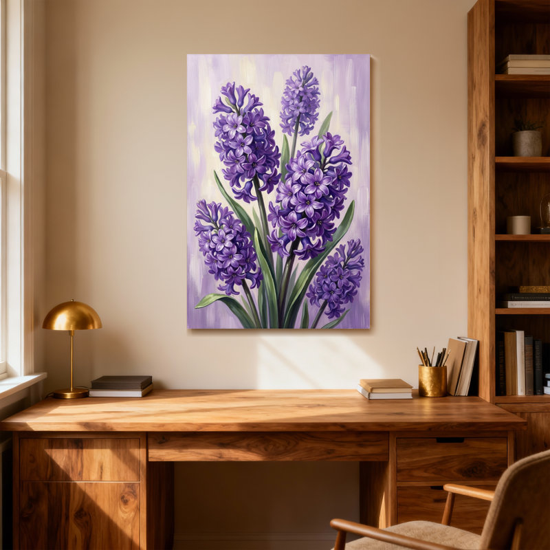 Plantes et fleurs jacinthe mauve sur toile