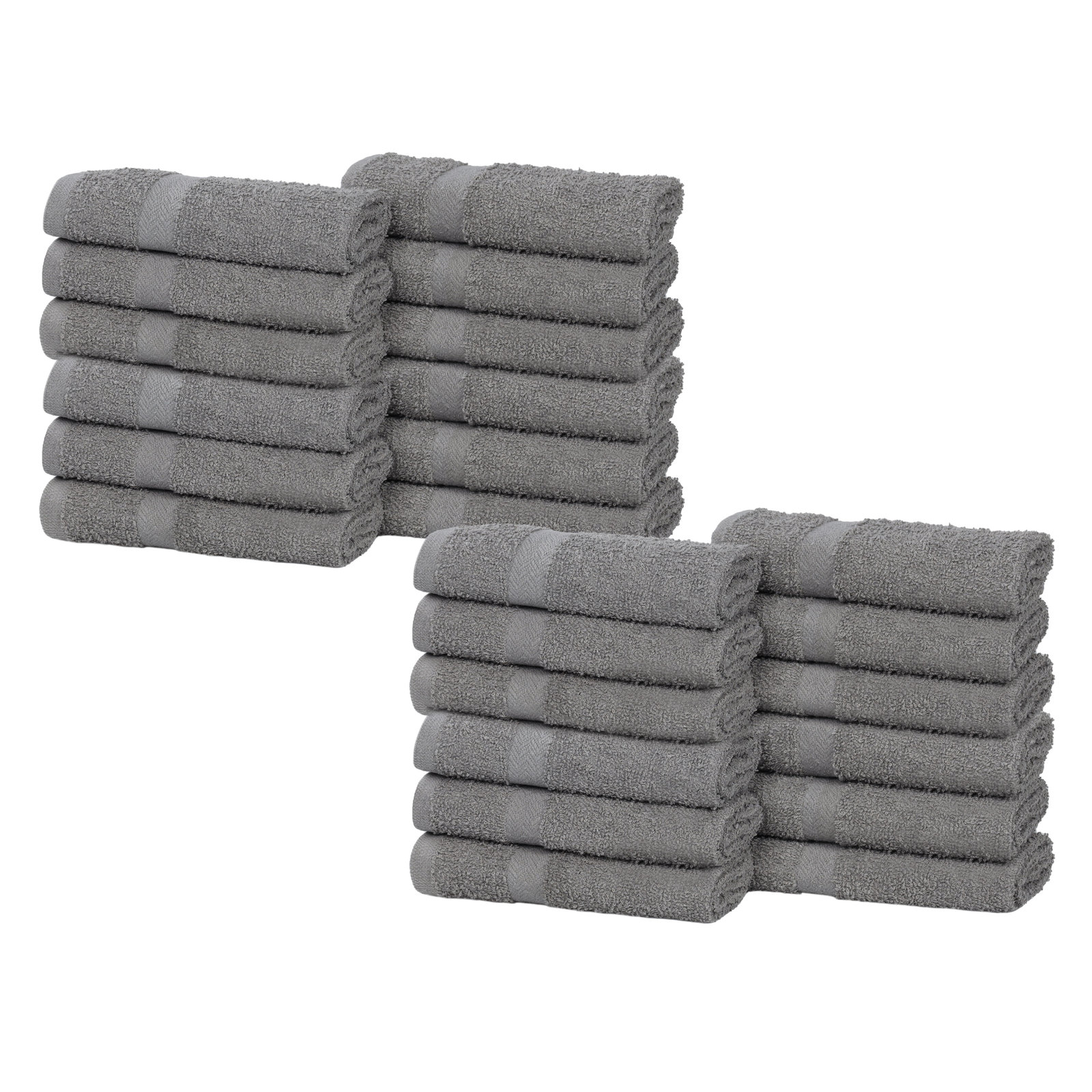 Franklin Cotton Lightweight Quick-Drying Face Towel Washcloth, Charcoal, 24 Pieces Towel Set