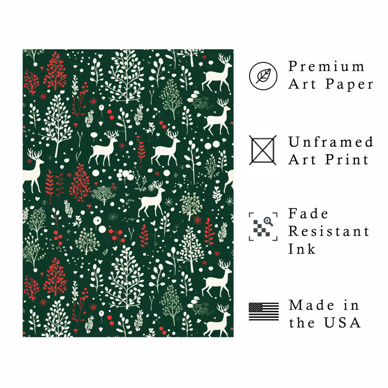 «Holiday Christmas Reindeer IV», reproduction d'art moderne sans cadre, H 30 po x l 20 po