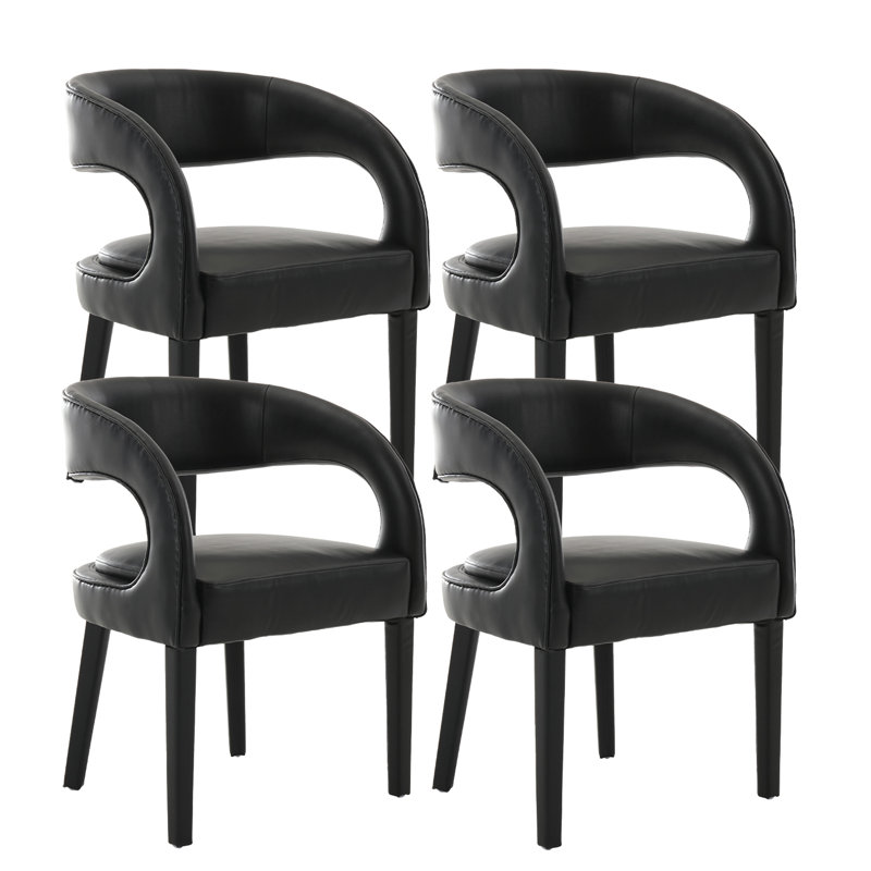 Upholstered Modern Dining Room Chairs With Arms For Kitchen/Dining Room/Living Room, 4, Black