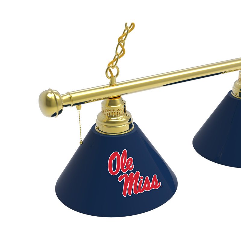 3 - Light Pool Table Lights Pendant, Brass, Ole Miss Rebels