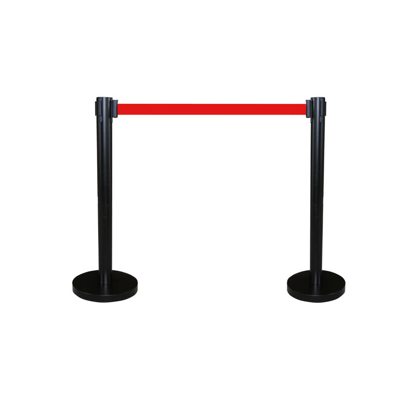 Fixtureisplays® Noir / Rouge Contrôle des foules Poteau de barrière de queue rouge sangle 78 po rétractable 12004-10-Rouge-2PK