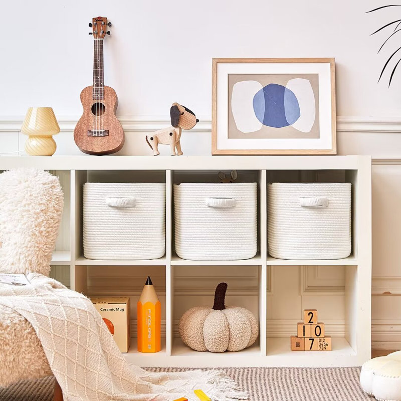 Bac de rangement en tissu Gracie Oaks, Blanc