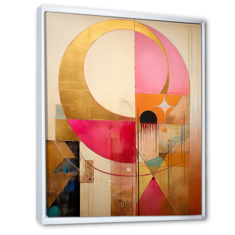 Golden Moon Dreams Retro Illustration - reproduction sur toile, H 20 po x l 12 po x P 1 po, Cadre flottant blanc