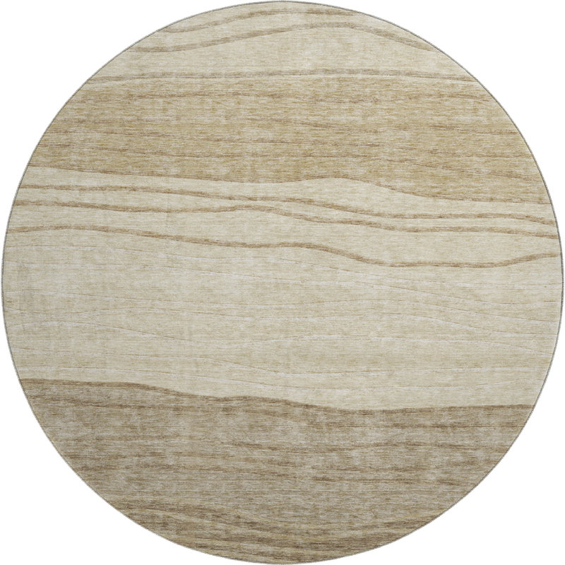 Tapis beige en tweedy lavable à la machine Premium, Rond 8 pi