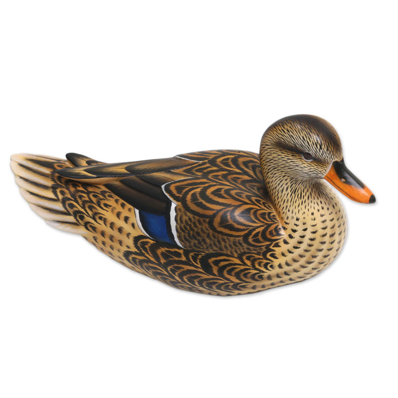 Statuette en bois de canard colvert fabriqué à la main NOVICA