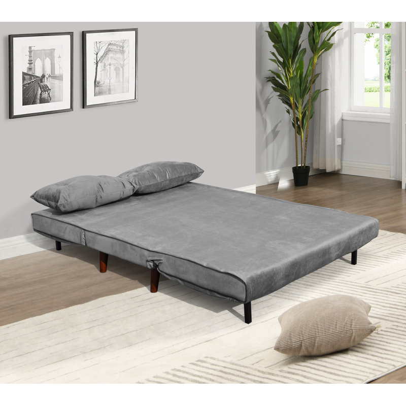 Cramerton 2 Seater Velvet Sofa Bed, Grey