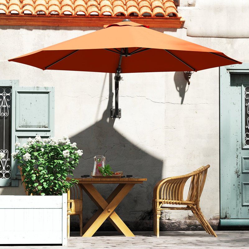 292cm Wall Mount Parasol, Orange