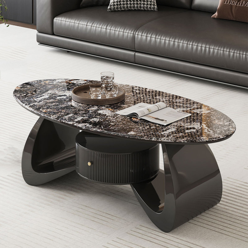 Table basse Creative, H 17,7 po x l 47,2 po x P 23,6 po, Noir / gris / blanc