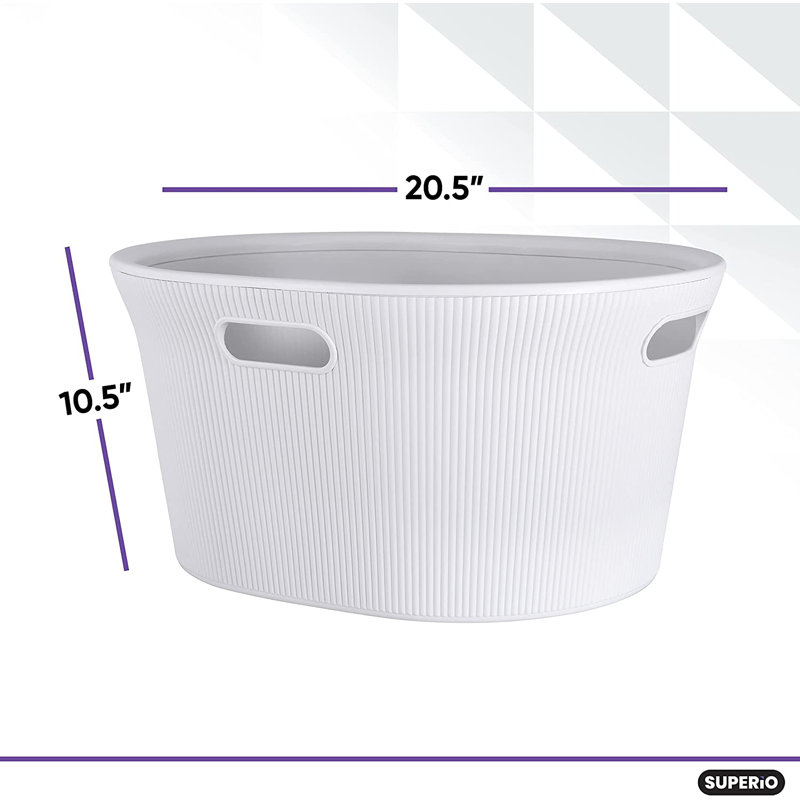 Panier à linge nervuré, Blanc cassé
